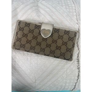 Gucci GG Monogram Canvas Heart Snap Long Wallet